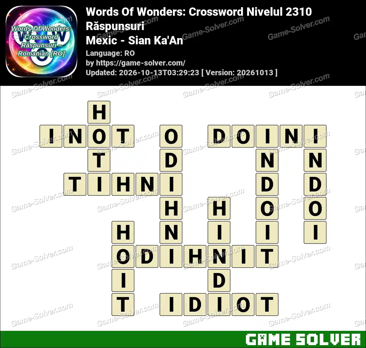 Words Of Wonders: Crossword Nivelul 2310 Răspunsuri – Mexic – Sian Ka’An
